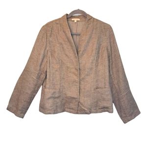 Eileen Fisher Organic Linen Cotton Blazer Jacket Size Large Petite